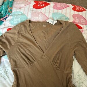 AE BROWN LONG SLEEVE SHIRT TOP